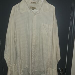 Chiarelle Size 17 34/35 Men's Cream Striped Shirt